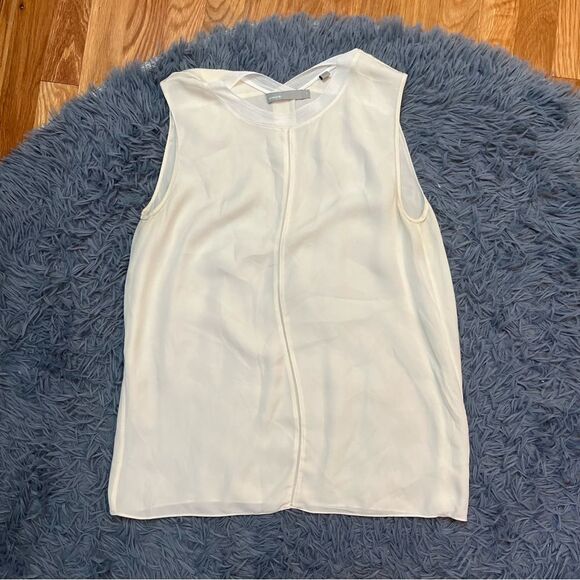 Vince White Cream Sleeveless Silk Blouse Size M - Picture 1 of 5